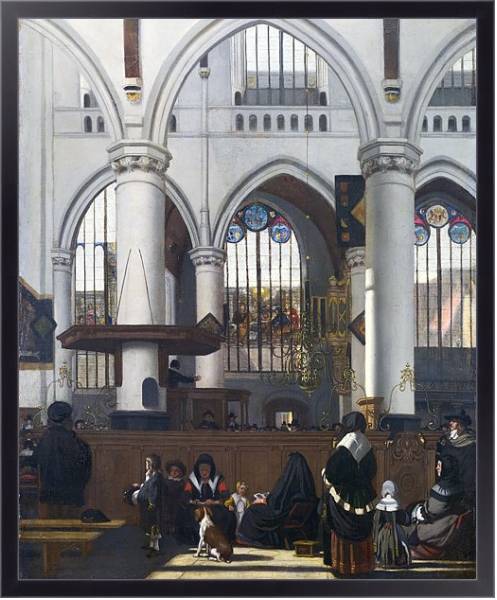 Постер Интерьер церкви Аудекерк, Амстердам с типом исполнения На холсте в раме в багетной раме 221-01