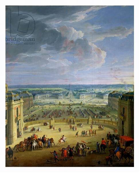 Постер Perspective View from the Chateau of Versailles of the Place d'Armes and the Stables, 1688 с типом исполнения На холсте в раме в багетной раме 221-03