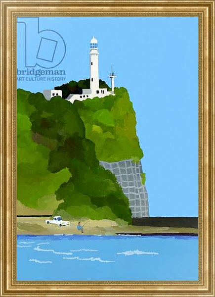 Постер Lighthouse, car and fishing с типом исполнения На холсте в раме в багетной раме NA033.1.051