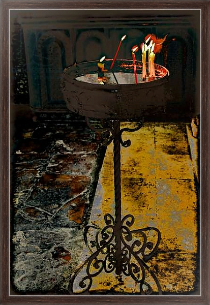 Постер Devotional Candles; from the series Church of the Holy Sepulchre, 2016 с типом исполнения На холсте в раме в багетной раме 221-02