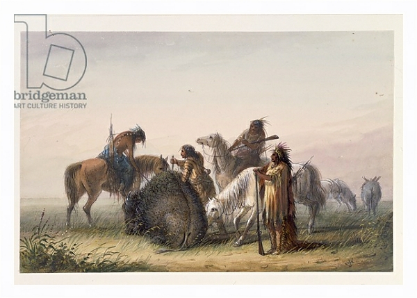 Постер Supplying Camp with Buffalo Meat, c.1858-60 с типом исполнения На холсте в раме в багетной раме 221-03