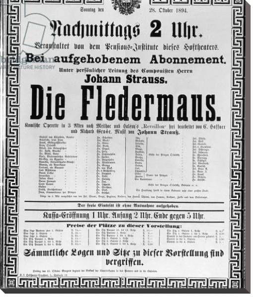 Постер Poster advertising 'Die Fledermaus' 1894 с типом исполнения На холсте без рамы