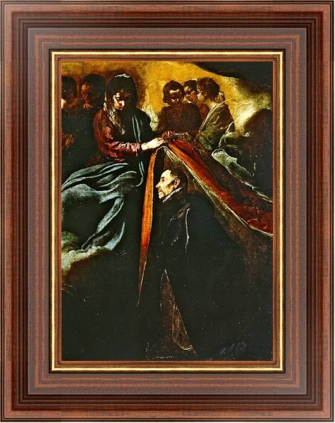 Постер The Virgin appearing to St Ildephonsus and giving him a robe с типом исполнения На холсте в раме в багетной раме 35-M719P-83