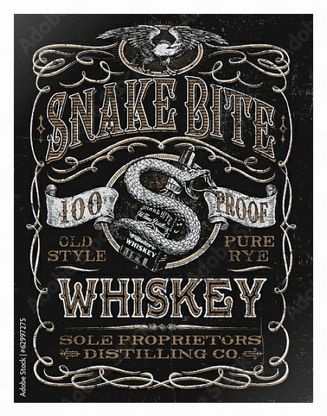 Постер Ретро плакат. Виски с типом исполнения На холсте в раме в багетной раме 221-03