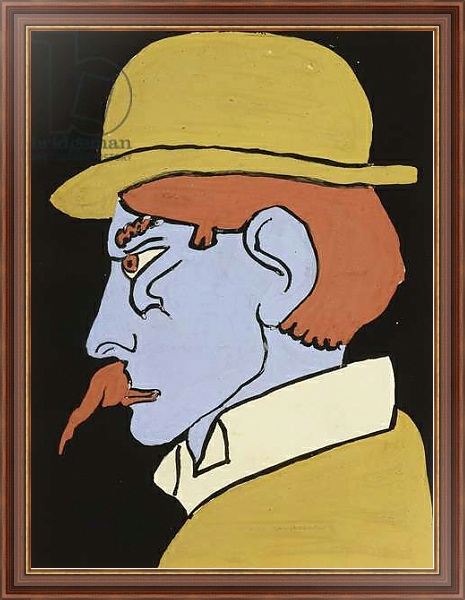 Постер Man with Moustache, Profile, c.1911-12 с типом исполнения На холсте в раме в багетной раме 35-M719P-83