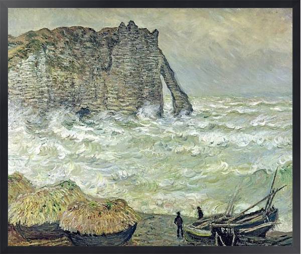 Постер Этретат, неспокойное море с типом исполнения На холсте в раме в багетной раме 1727.8010