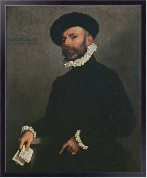 Постер Portrait of a Man holding a Letter, c.1570-75 с типом исполнения На холсте в раме в багетной раме 221-01