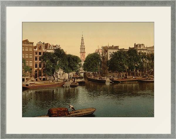 Постер Нидерланды. Амстердам, канал Groenburgwal с типом исполнения Под стеклом в багетной раме 1727.2510