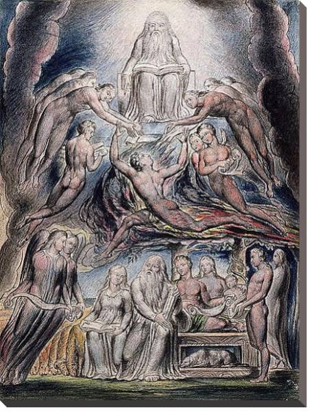Постер Illustrations of the Book of Job, pl.3: Satan before the throne of God, after William Blake с типом исполнения На холсте без рамы