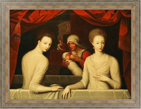 Постер Gabrielle d'Estrees and her sister, the Duchess of Villars с типом исполнения На холсте в раме в багетной раме 484.M48.310