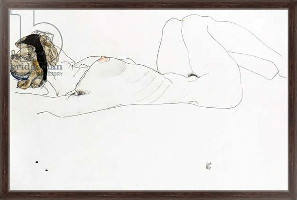 Постер Reclining female nude, 1912 с типом исполнения На холсте в раме в багетной раме 221-02