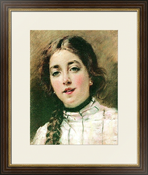 Постер Портрет дочери художника. Оленька. 1900-е с типом исполнения Под стеклом в багетной раме 1.023.036