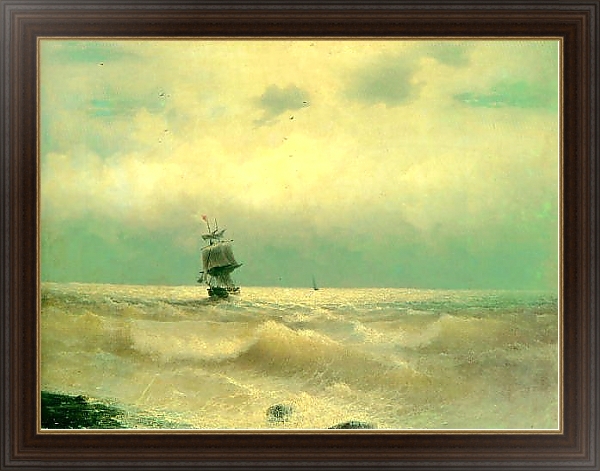 Постер Корабль у берега с типом исполнения На холсте в раме в багетной раме 1.023.151