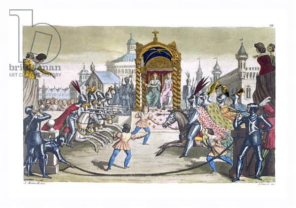 Постер Knights jousting before a King and Queen с типом исполнения На холсте в раме в багетной раме 221-03