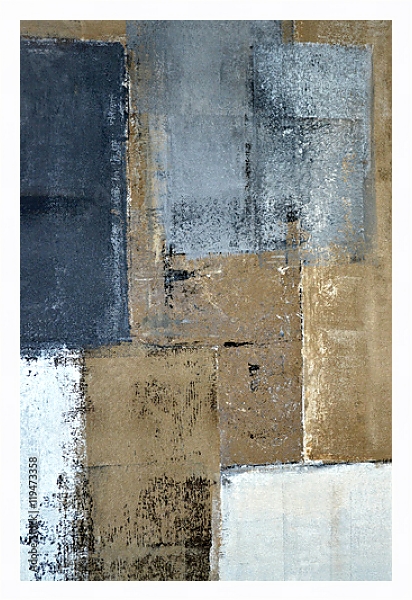 Постер Бежево-серая абстракция с типом исполнения На холсте в раме в багетной раме 221-03