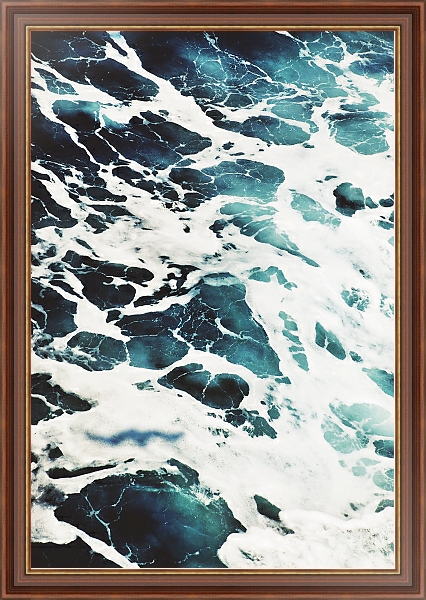 Постер Морские пенистые волны с типом исполнения На холсте в раме в багетной раме 35-M719P-83