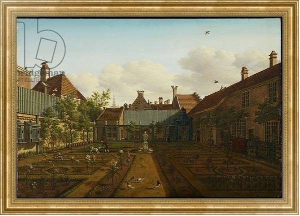 Постер View of a town house garden in The Hague, 1775 с типом исполнения На холсте в раме в багетной раме NA033.1.051