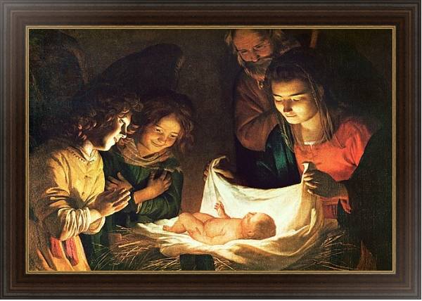 Постер Adoration of the baby, c.1620 с типом исполнения На холсте в раме в багетной раме 1.023.151