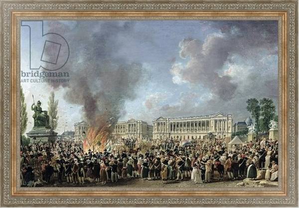 Постер The Celebration of Unity, Destroying the Emblems of Monarchy, Place de la Concorde, 10th August 1793 с типом исполнения На холсте в раме в багетной раме 484.M48.310