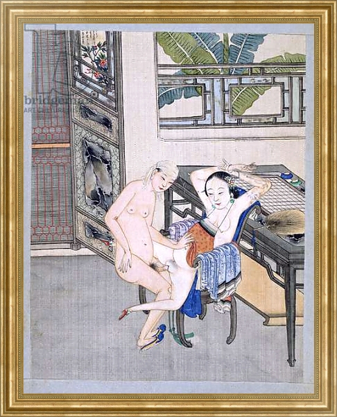Постер Man and Woman Make Love on a Chair с типом исполнения На холсте в раме в багетной раме NA033.1.051