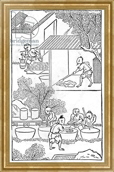 Постер Washing the clay, from a series of illustrations of the manufacture of china с типом исполнения На холсте в раме в багетной раме NA033.1.051