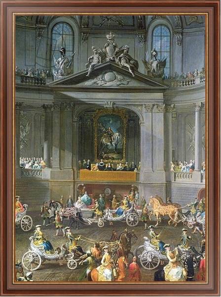 Постер A Cavalcade in the Winter Riding School of the Vienna Hof, 1743 2 с типом исполнения На холсте в раме в багетной раме 35-M719P-83