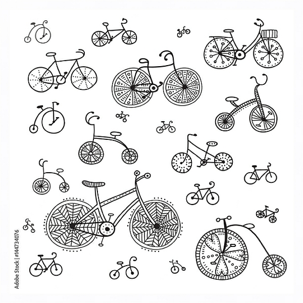 Постер Этнические велосипеды с типом исполнения На холсте в раме в багетной раме 221-03