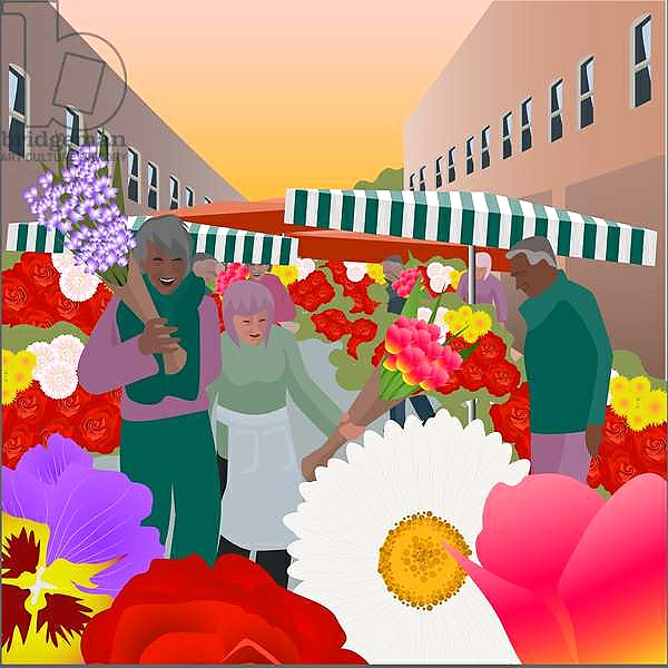 Постер Flower Market at Columbia Road с типом исполнения На холсте без рамы
