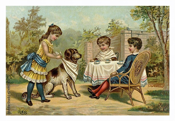 Постер Детские игры. Чаепитие с типом исполнения На холсте в раме в багетной раме 221-03