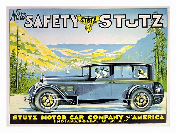 Постер New safety Stutz; Stutz 8. Stutz Motor Car Company of America, Indianapolis, U.S.A с типом исполнения На холсте в раме в багетной раме 221-03