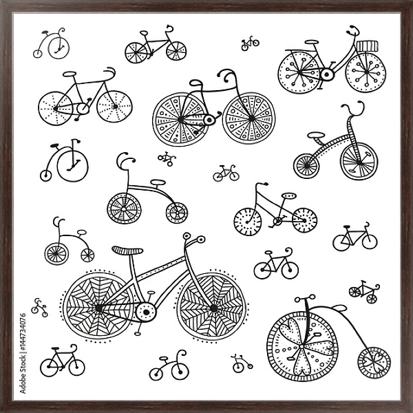 Постер Этнические велосипеды с типом исполнения На холсте в раме в багетной раме 221-02