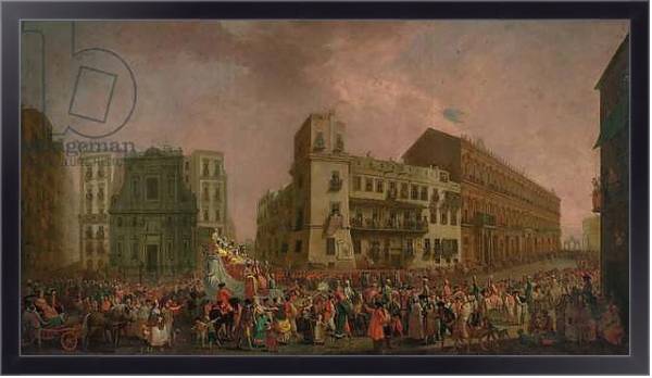 Постер The Carnival in Naples in 1778, with the 'Cavalcata turca' parading through the Largo di Palazzo, c.1778 с типом исполнения На холсте в раме в багетной раме 221-01