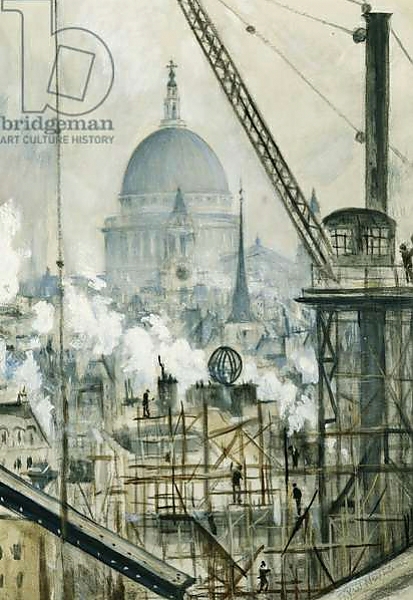 Постер St. Paul's from the Telegraph Building, Fleet Street, с типом исполнения На холсте без рамы