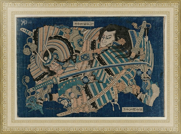 Постер Kamakura no Gengoro Seizing Torinoumi Tasaburo с типом исполнения Акварель в раме в багетной раме 484.M48.725