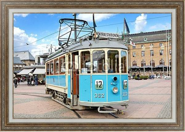 Постер исторический трамвай в Гётеборге, Швеция с типом исполнения На холсте в раме в багетной раме 595.M52.330