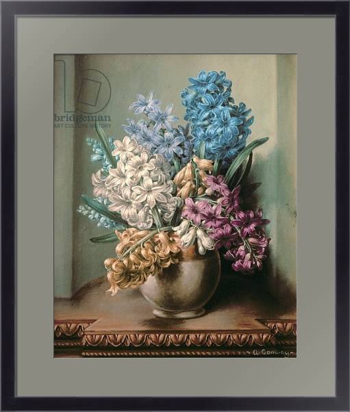 Постер AB/313 Hyacinths in a Pottery Vase с типом исполнения Под стеклом в багетной раме 221-01