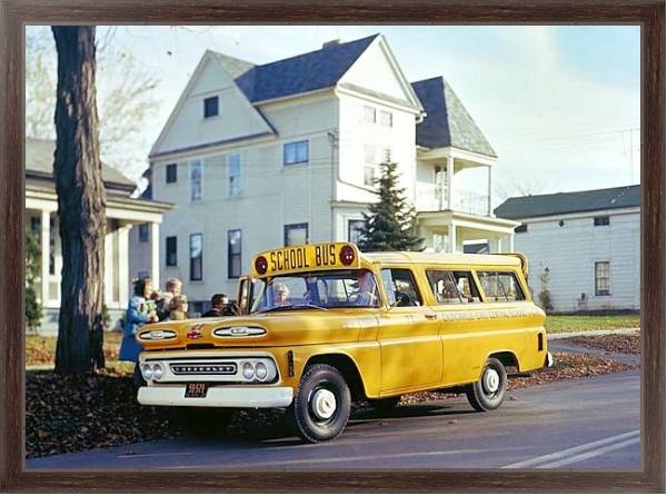 Постер Chevrolet Suburban School Bus '1959 с типом исполнения На холсте в раме в багетной раме 221-02