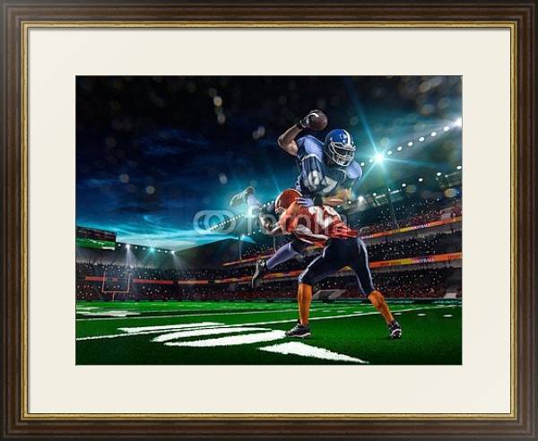 Постер Два игрока в рэгби на стадионе с типом исполнения Под стеклом в багетной раме 1.023.036