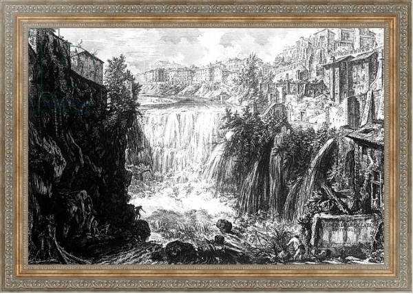 Постер View of the Waterfall at Tivoli, from the 'Views of Rome' series, c.1760 с типом исполнения На холсте в раме в багетной раме 484.M48.310