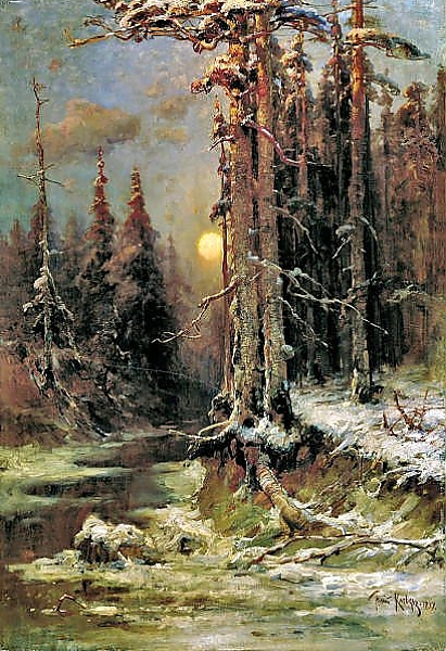 Постер Закат солнца зимой. 1897 с типом исполнения На холсте без рамы