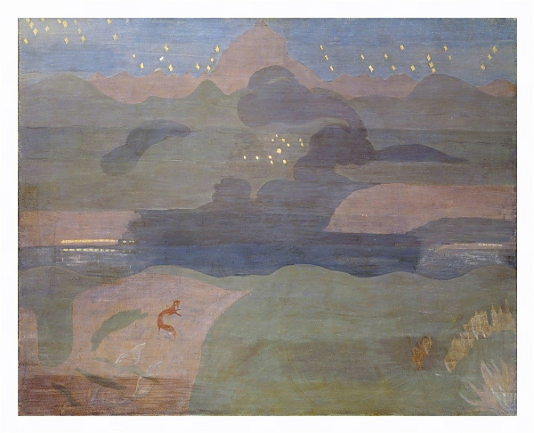 Постер Starry Night above Lake Walen с типом исполнения На холсте в раме в багетной раме 221-03