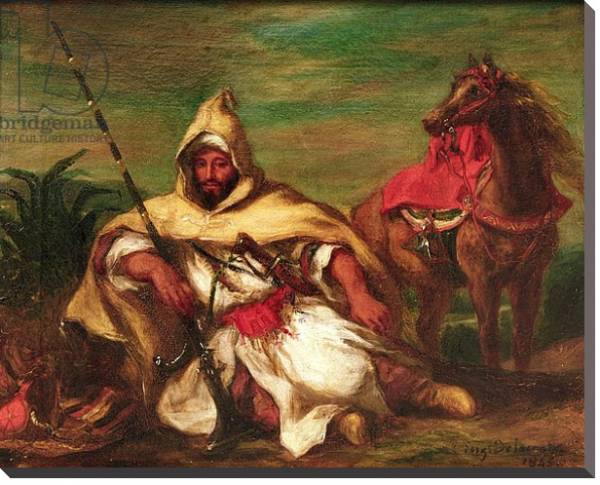 Постер Moroccan soldier sitting near his horse, 1845 с типом исполнения На холсте без рамы