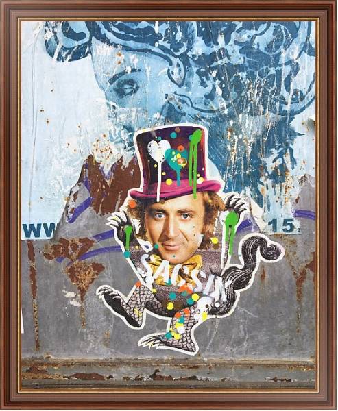 Постер Рисунок шляпника на стене с типом исполнения На холсте в раме в багетной раме 35-M719P-83