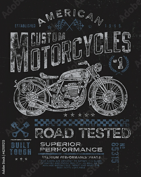 Постер Ретро плакат. Мотоциклы с типом исполнения На холсте без рамы