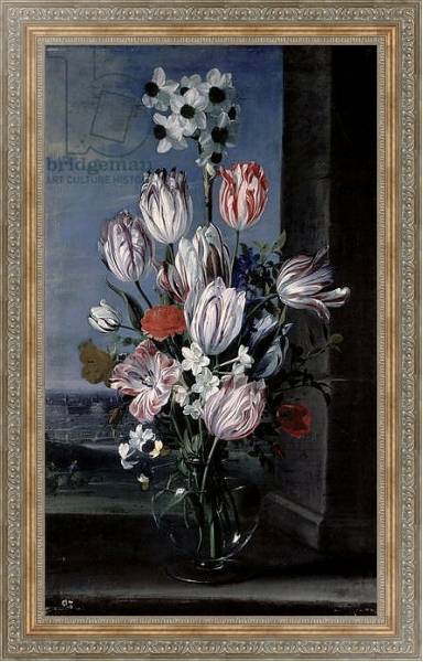Постер Flowers in a Crystal Vase, 1652 с типом исполнения На холсте в раме в багетной раме 484.M48.310