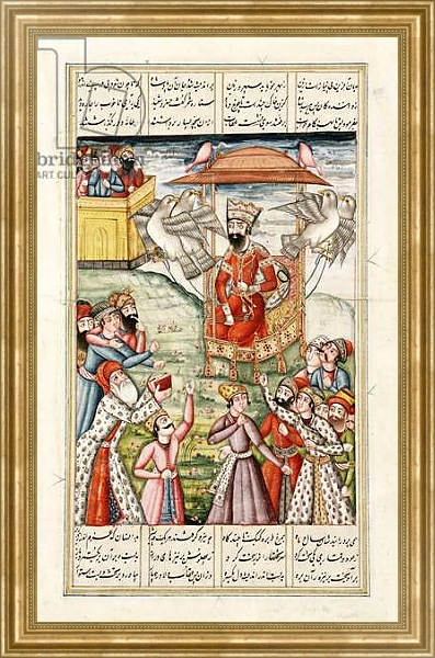 Постер The Legend of King Kai-Kaus, from the 'Shahnama' by Abu'l-Qasim Manur Firdawsi c.1830 с типом исполнения На холсте в раме в багетной раме NA033.1.051