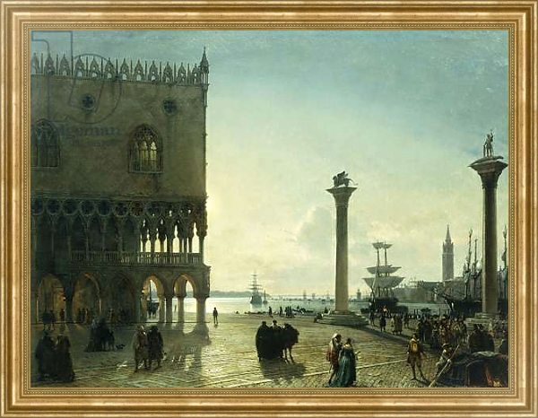 Постер Piazza San Marco at Night, с типом исполнения На холсте в раме в багетной раме NA033.1.051