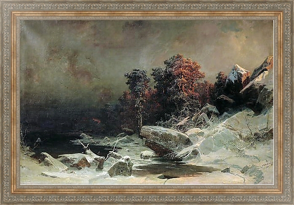 Постер Зимний вечер. 1866 с типом исполнения На холсте в раме в багетной раме 484.M48.310