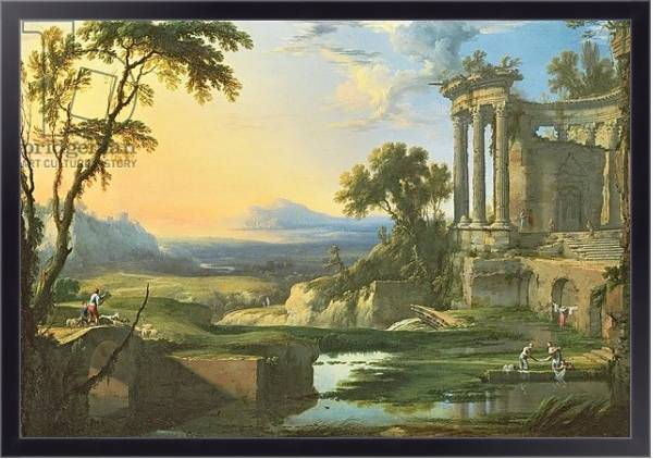 Постер Italian landscape with ruins с типом исполнения На холсте в раме в багетной раме 221-01