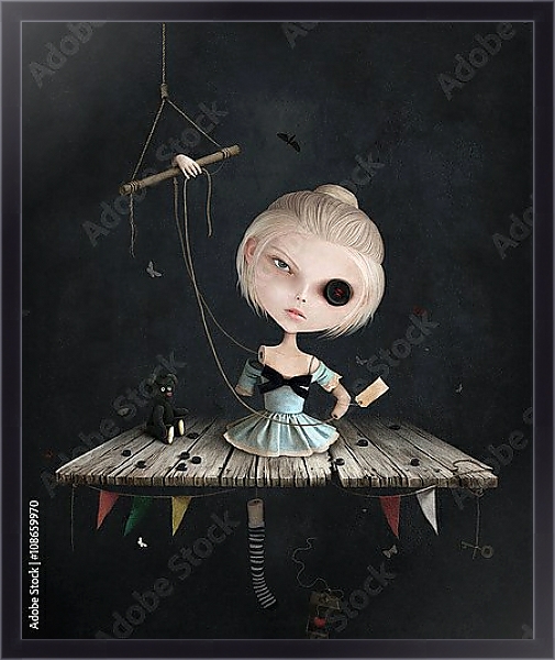 Постер Сломанная кукла с типом исполнения На холсте в раме в багетной раме 221-01